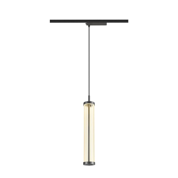 SLV 1008041 Quimera, 1-Phasen LED Pendelleuchte, liniertes Glas, DIM, 8W, 27K, in dunkel bronze