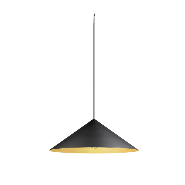 SLV 1008508 Magico, konusförmige Hängeleuchte 55cm, offenes Kabelende, E27, in schwarz matt/ gold