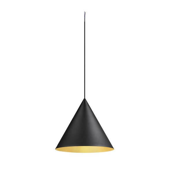 SLV 1008505 Magico, konusförmige Hängeleuchte 38cm, offenes Kabelende, E27, in schwarz matt/ gold